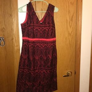 Red and black summer cocktail dress